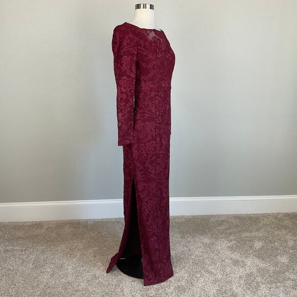 JS Collections Women's Formal Dress Size 4 Red Lace Long Sleeve Evening Gown - Picture 2 of 11